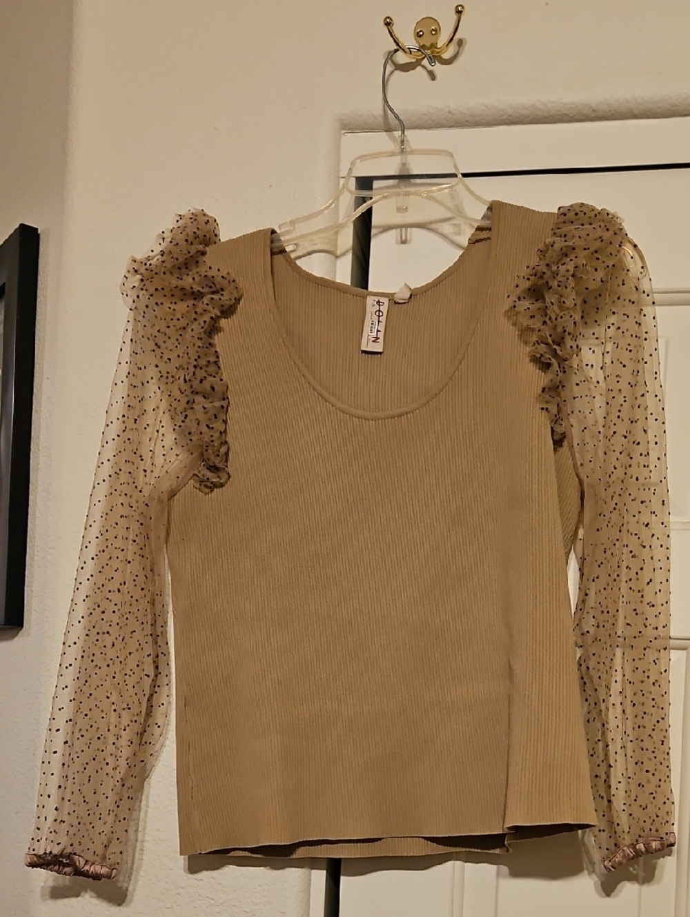 Anthropologie Sheer Sleeve Dolan Top Sz 1x - Picture 7 of 13